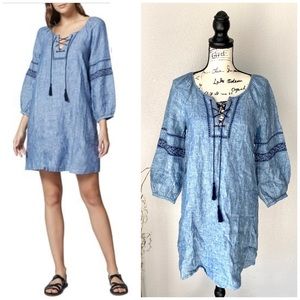 Sanctuary NWT Blue Shift Linen Boho Dress XS